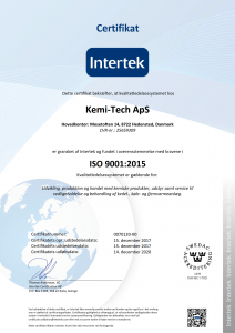 Kemi-tech ApS ISO9001:2015 certifikat